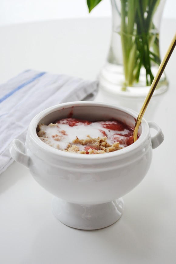 toasted oatmeal strawberry chia jam coconut whipped cream